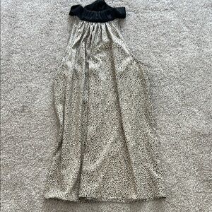 Black and Tan silky Sleeveless Top ties around the neck